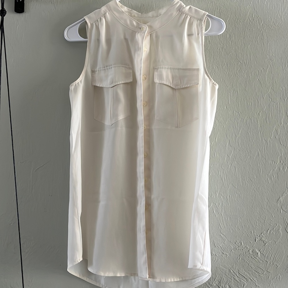 JCrew white short sleeved tank top button down top (0)
